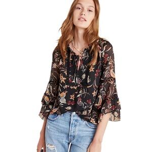 Anthropologie Maeve Odette Floral Peasant Blouse